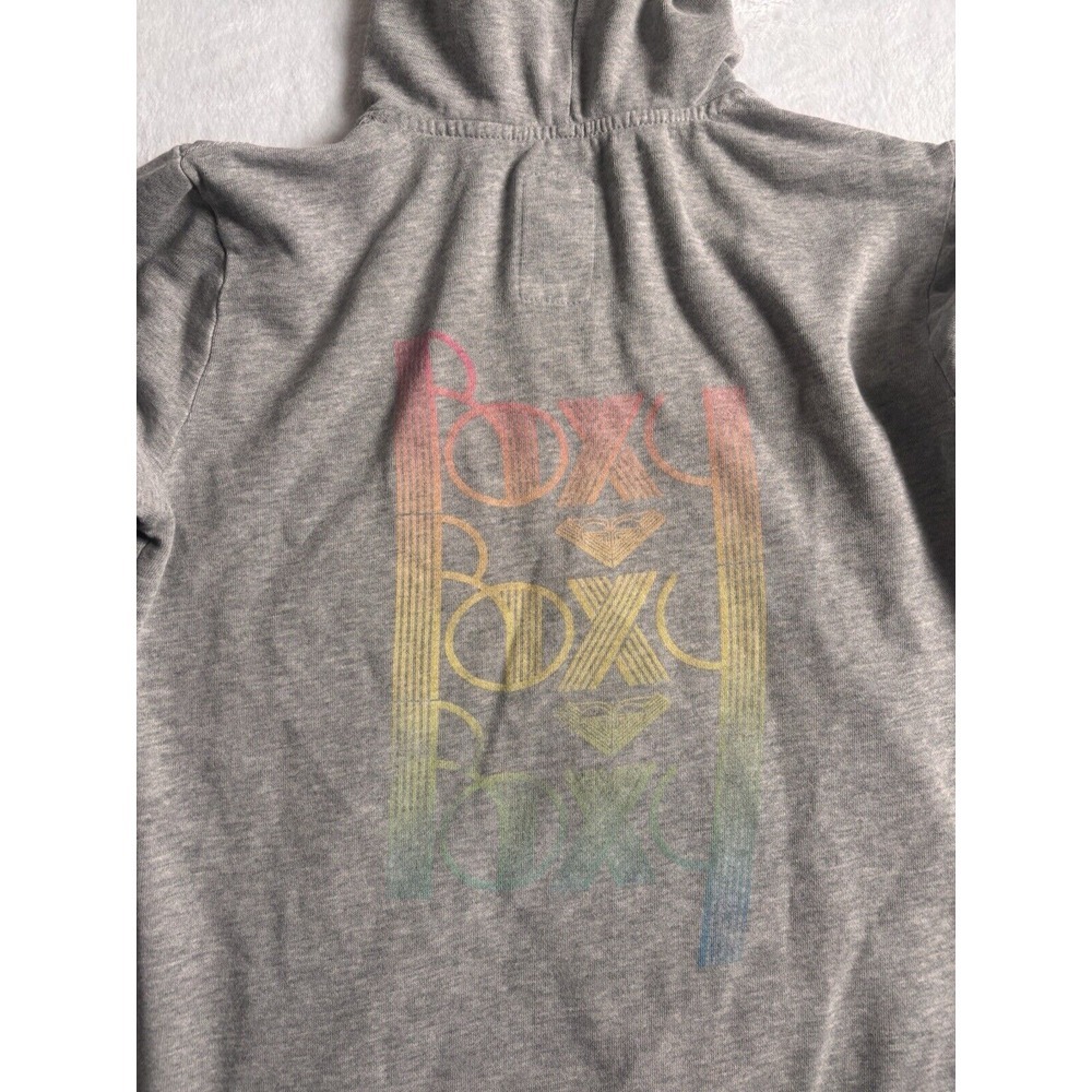Y2K‎ ROXY Grey Full Zip Long Sleeve Fleece Hoodie Women's Medium Stain * - Picture 7 of 9